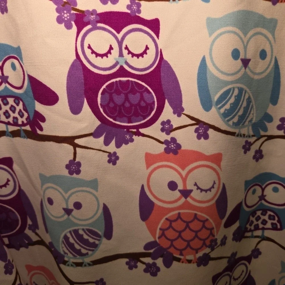 Living Quarters Owl Birds Twin Sheet Set Flat & Fitted Sheet Pink Purple Blue